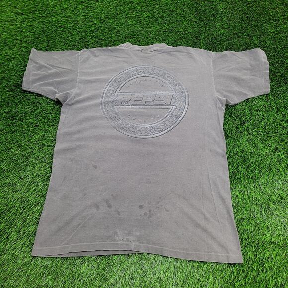 Vintage 90s Pepsi Promo Shirt L/XL 23x29 Faded Gray - Picture 1 of 15